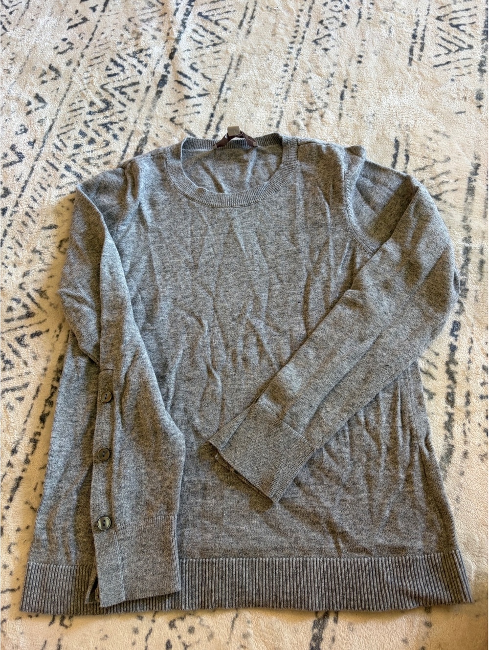 LOFT Petites Gray Button Sleeve Sweater XXSP